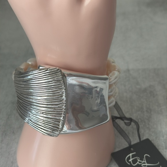 E&L 925 Sterling Silver Israel Fresh Water Pearl Electroform Magnetic Bracelet - Picture 9 of 14